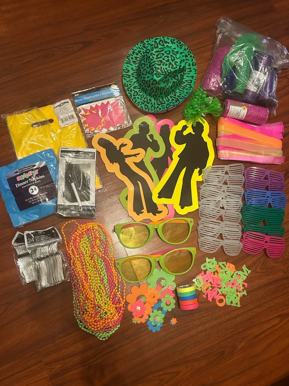 Retro 80s 90s Neon Glow In The Dark Party & Decor Supply Bundle